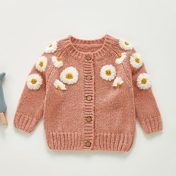 Spring Baby Girls Embroider Cardigan Coat Clothing Autumn Baby Girls Long Sleeve Printing Knit Coat Children 2