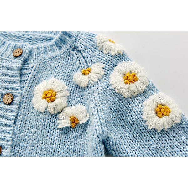 Spring Baby Girls Embroider Cardigan Coat Clothing Autumn Baby Girls Long Sleeve Printing Knit Coat Children 4