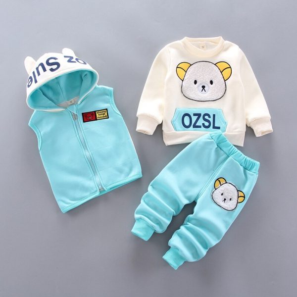 Spring Baby Girls Kids Clothes Autumn Winter Warm Baby Boys Clothes Kids Sport Suit 3pcs Toddler 3
