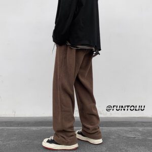 Spring Brown Black Corduroy Pants Men Fashion Retro Casual Pants Men Streetwear Loose Hip Hop Straight 1