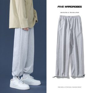 Spring New Men s Baggy Straight Leg Sweatpants Korea Style Fashion Wide leg Pants Casual Trousers 1