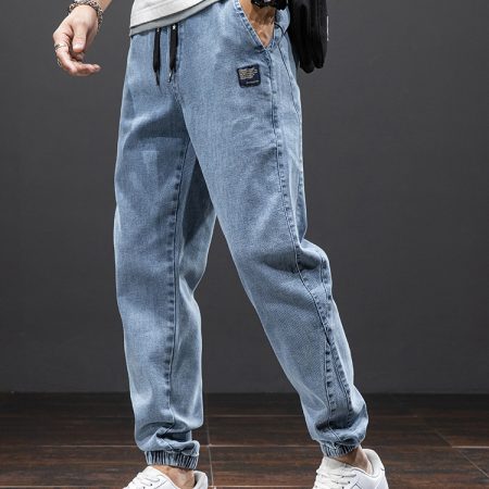 Spring Summer Black Blue Cargo Jeans Men Streetwear Denim Jogger Pants Men Baggy Harem Jean Trousers