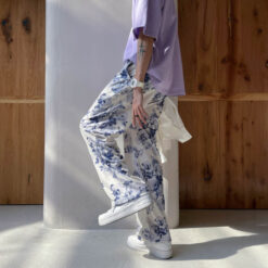 Spring Summer Flower Pants Men s Fashion Printed Casual Pants Men Streetwear Loose Hip hop Straight.jpg 640x640