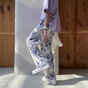 Spring Summer Flower Pants Men s Fashion Printed Casual Pants Men Streetwear Loose Hip hop Straight.jpg 640x640