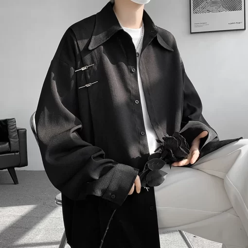 Spring Summer High Quality Solid Long Sleeve Shirts Man 2024 Casual Oversize Blouse Male Fashion Simple