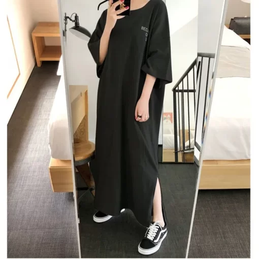 Spring Summer New Loose Printing Letter T Shirt Dress Short Sleeve All match Simplicity Dresses Casual