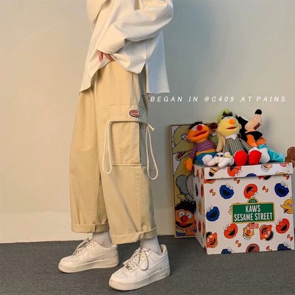 Spring and Autumn Overalls Men s Trendy Korean Loose Straight Pants Streetwear Hip Hop Pantalon Hombre 2