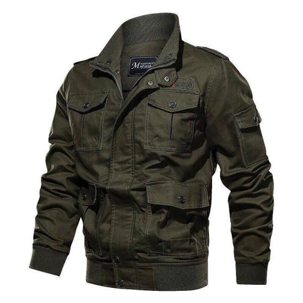 Spring and autumn military jacket male cotton water wash collar pilot cotton jacket large size plus 1