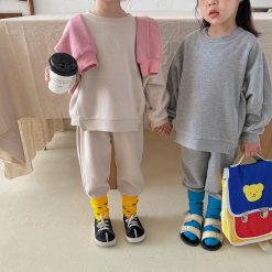 Spring autumn girls sports outfits 2022 fashion loose sweatshirts and sweatpants baby girl 2pcs set 1