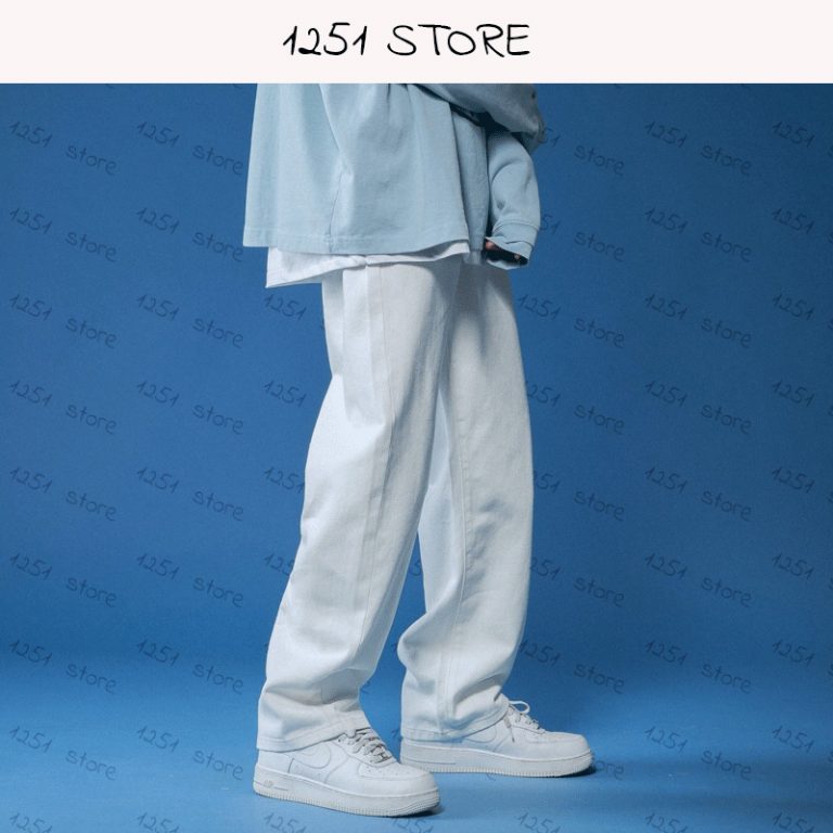 Straight Jeans Men White Loose Denim Trousers Neutral Jean Streetwear Casual Summer Pure Wide Jeans Man 2