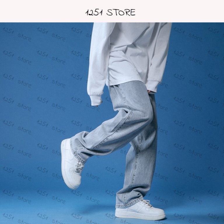 Straight Jeans Men White Loose Denim Trousers Neutral Jean Streetwear Casual Summer Pure Wide Jeans Man 3