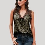 Summer Casual Printing Lace Trim Sleeveless V Neck