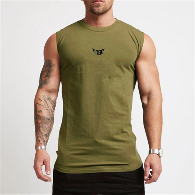 Summer Compression Gym Tank Top Men Cotton Bodybuilding Fitness Sleeveless T Shirt Workout Clothing Mens Sportswear 4