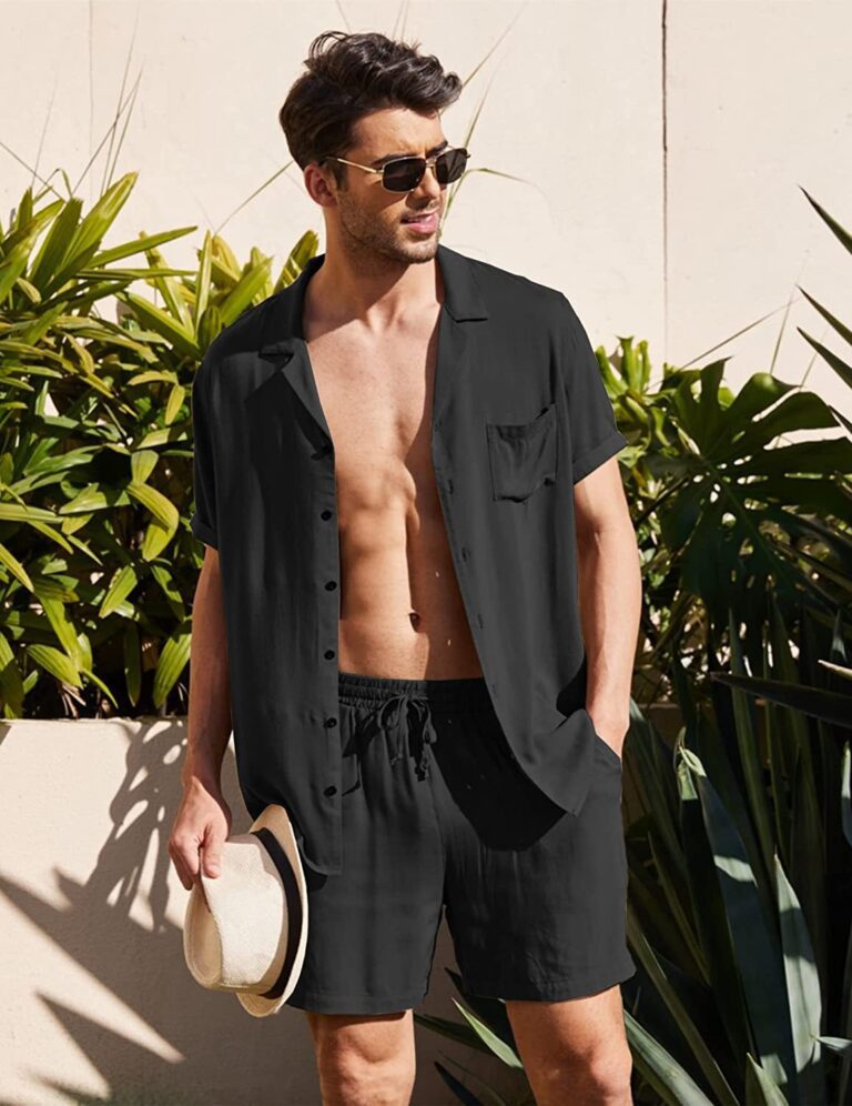Summer Cotton Linen Shirt Set Men s Casual Outdoor 2 Piece Suit Andhome Clothes Pajamas Comfy 2