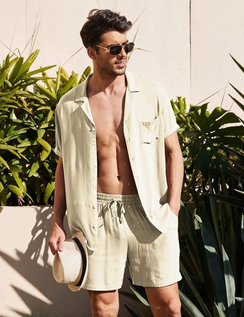 Summer Cotton Linen Shirt Set Men s Casual Outdoor 2 Piece Suit Andhome Clothes Pajamas Comfy 2.jpg 640x640 2