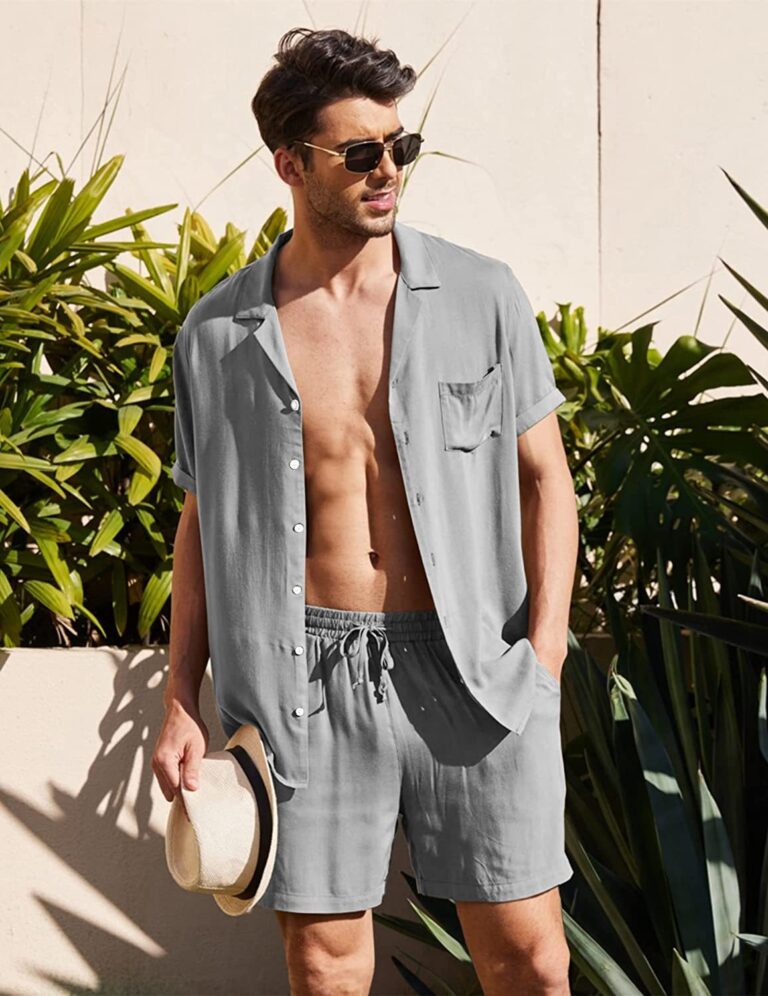 Summer Cotton Linen Shirt Set Men s Casual Outdoor 2 Piece Suit Andhome Clothes Pajamas Comfy 4