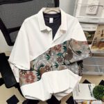 Summer Embroidere Shirts Men Fashion Casual Flower Shirts