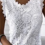 Summer Fashion Ladies Lace Jacquard Sleeveless Casual Women