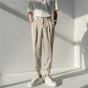 Summer Fashion Men s Pants Elastic Waist Ankle Length Casual Suit Pant Korean Style Regular Fit 2.jpg 640x640 2