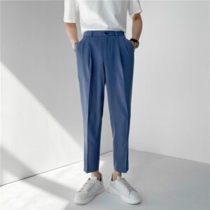 Summer Fashion Men s Pants Elastic Waist Ankle Length Casual Suit Pant Korean Style Regular Fit 3.jpg 640x640 3