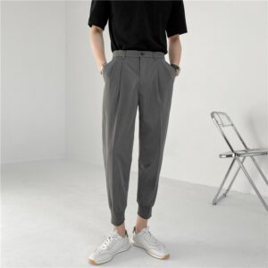Summer Fashion Men s Pants Elastic Waist Ankle Length Casual Suit Pant Korean Style Regular Fit 4.jpg 640x640 4