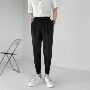 Summer Fashion Men s Pants Elastic Waist Ankle Length Casual Suit Pant Korean Style Regular Fit.jpg 640x640