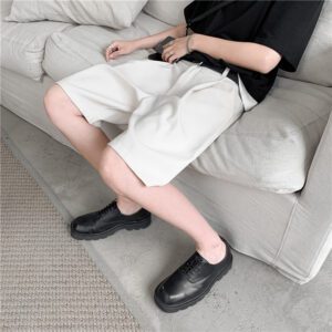 Summer Men s Shorts Straight Fit Knee Length Short Suit Pant Solid Beige Black Summer Clothing 1.jpg 640x640 1