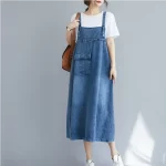 Summer Overalls Spaghetti Straps Dress Vintage Sleeveless Denim