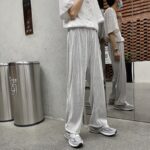 Summer Pleated Pants Men s Fashion Black Gray