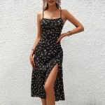 Summer Polka Dot Printed Womens Dresses Elegant Square