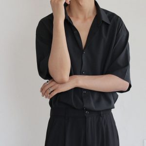 Summer Short Sleeve Shirts Men Thin Luxury Loose Half sleeved Korean Casual All match Dark Green 1.jpg 640x640 1
