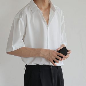 Summer Short Sleeve Shirts Men Thin Luxury Loose Half sleeved Korean Casual All match Dark Green 2.jpg 640x640 2