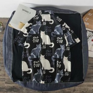 Summer high quality Mens Hawaiian Shirt 3D animal black cat Printed Short lapel Sleeve Big Size 1.jpg 640x640 1