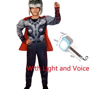 SuperHero Kids Thor Muscle Cosplay Costumes Clothes Led Harmmer Children Axe Halloween Christmas Gift jpg x