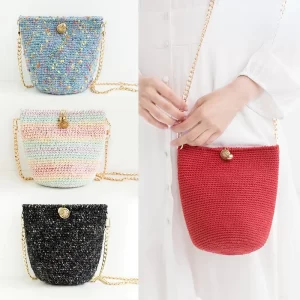 Susan s Family Simple Bucket Crochet Bag Handmade Crochet DIY Material Package Crossbody Handbags Ladies Bucket