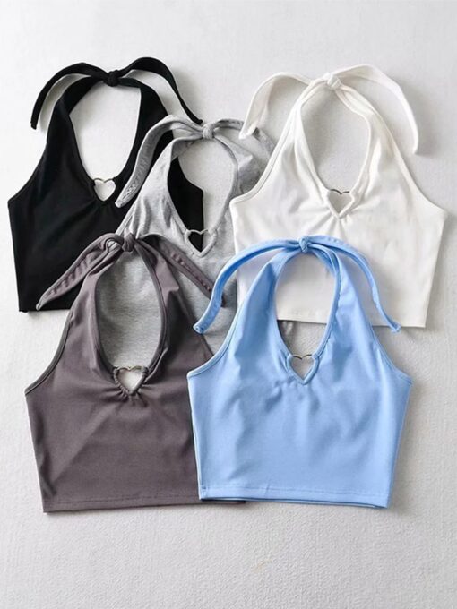 Sweet Tanks Top Femme T Shirt Vintage Cami Top Women Clothing Halter Tees Korean Fashion Clothing