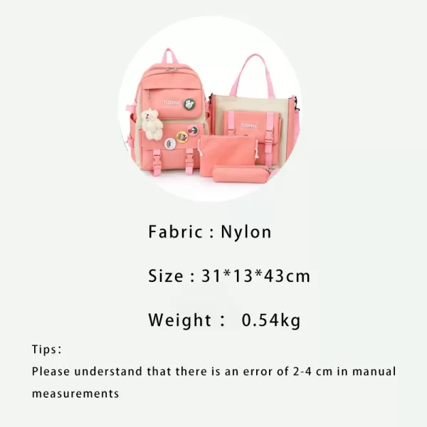 TRAVEASY 2022 Women School Backpack 4 Pcs Set Fashion Nylon Book Bag Teenage Girl College Student 5 jpg