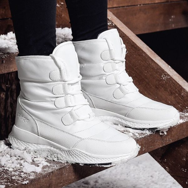 TUINANLE Women Boots Winter White Snow Boot Short Style Water resistance Upper Non slip Quality Plush 2