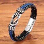 TYO Geometric Stainless Steel Men s Leather Bracelet