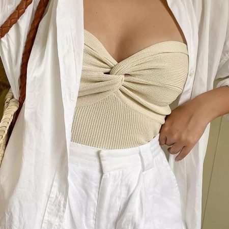 Tossy Knit Tube Tops Women White Strapless Corset Tops Summer Basic Backless Off Shoulder Crop Top 1