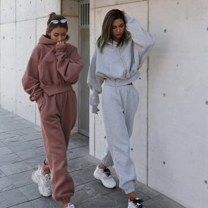 Tracksuits Women s Warm Hoodie and Pants Set Oversized Sportwear Tracksuit Set Autumn Winter Suits On