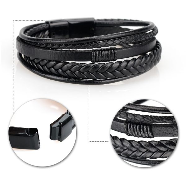 Trendy Leather Bracelets Men Stainless Steel Multilayer Braided Rope Bracelets For Male Female Bracelets Jewelry Pulsera 5