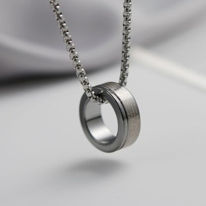 Trendy Simple Round Circle Carve Letter Men s Titanium Steel Sweater Chain Punk Jewelry For Man