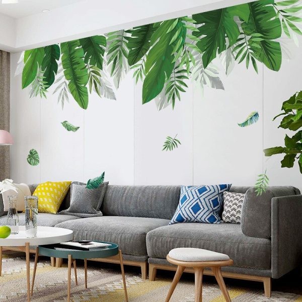 Tropical Plants Banana Leaf Wall Stickers for Living room Bedroom Background Wall Decor Vinyl Wall Decal