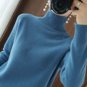 Turtleneck Pullover Fall winter 2021 Cashmere Sweater Women Pure Color Casual Long sleeved Loose Pullover Bottoming 1.jpg 640x640 1