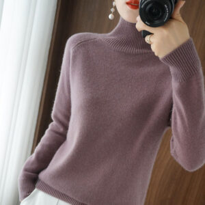 Turtleneck Pullover Fall winter 2021 Cashmere Sweater Women Pure Color Casual Long sleeved Loose Pullover Bottoming 2.jpg 640x640 2
