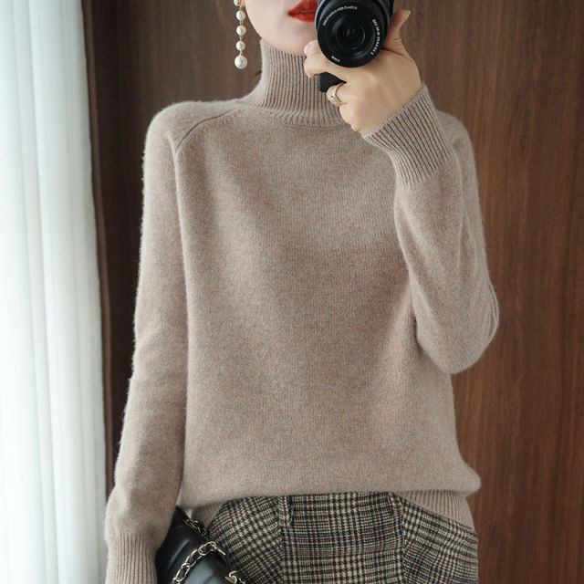 Turtleneck Pullover Fall winter 2021 Cashmere Sweater Women Pure Color Casual Long sleeved Loose Pullover Bottoming 3.jpg 640x640 3