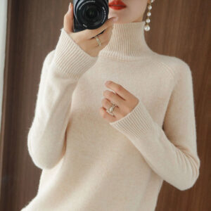 Turtleneck Pullover Fall winter 2021 Cashmere Sweater Women Pure Color Casual Long sleeved Loose Pullover Bottoming 6.jpg 640x640 6