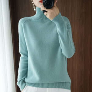 Turtleneck Pullover Fall winter 2021 Cashmere Sweater Women Pure Color Casual Long sleeved Loose Pullover Bottoming 7.jpg 640x640 7
