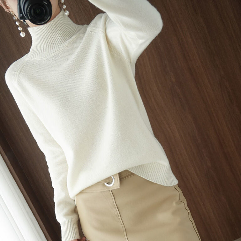 Turtleneck Pullover Fall winter 2021 Cashmere Sweater Women Pure Color Casual Long sleeved Loose Pullover Bottoming